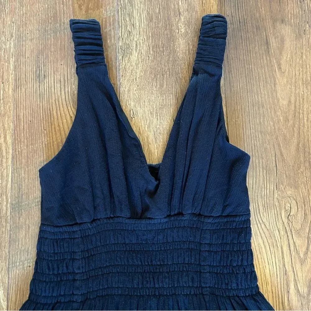Abercrombie & Fitch Scrunchie Strap Maxi Dress Navy Blue Small